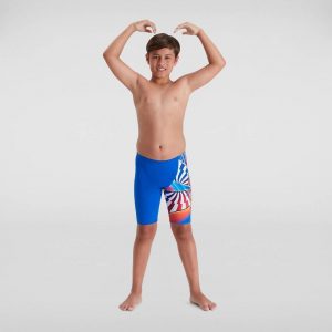 Speedo Swimwear | Boys’ Placement Panel Leg Jammer Blue/Orange Blue/Orange – Boys